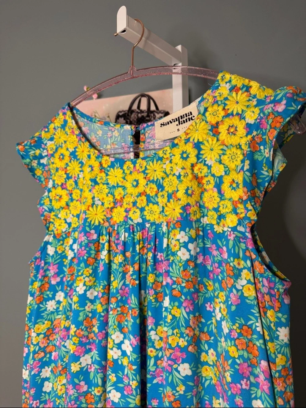154 • Savanna Jane Embroidered Blue & Yellow Floral Sundress - Picture 4 of 7